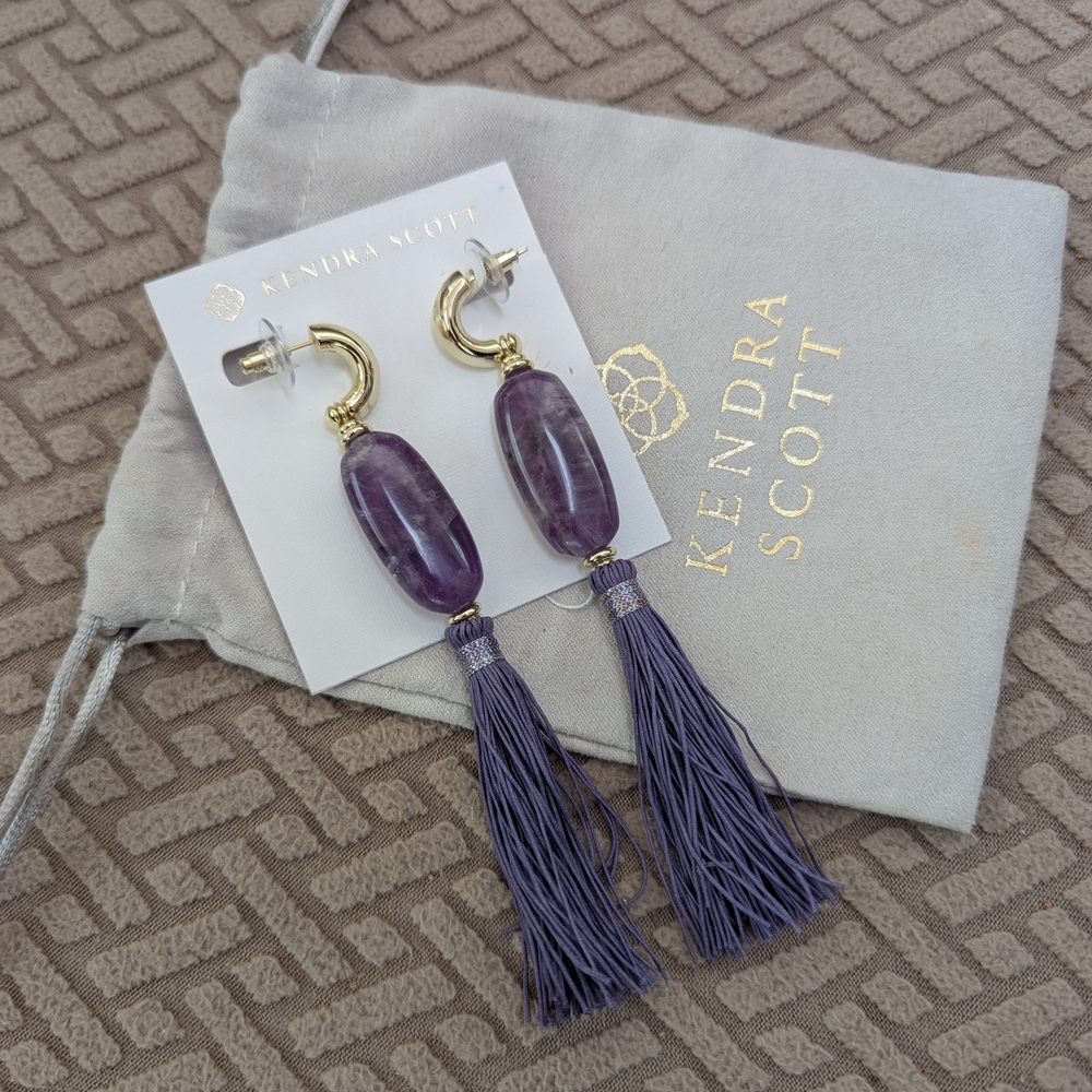 Kendra Scott Purple Tassel Earrings w Dust Bag NWOT